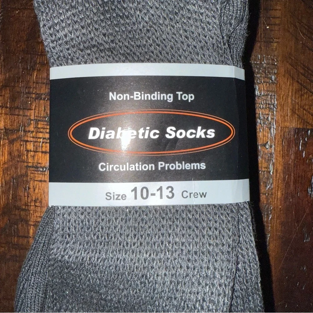 Diabetic Socks Diabetes Edema Circulatory Sz 10-13 Crew Black 3 Pairs set Unisex